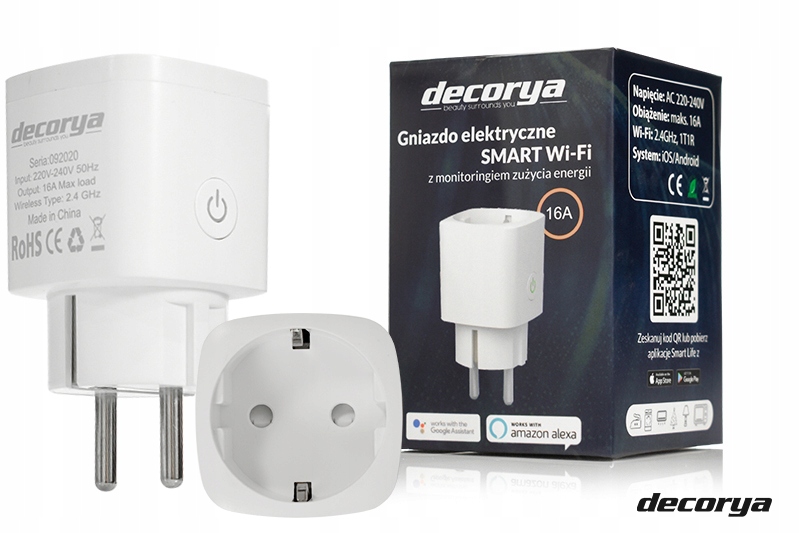 INTELIGENTNE GNIAZDO ELEKTRYCZNE STEROWANE TELEFONEM WIFI SMART PROGRAMATOR Rodzaj gniazda zdalnie sterowane