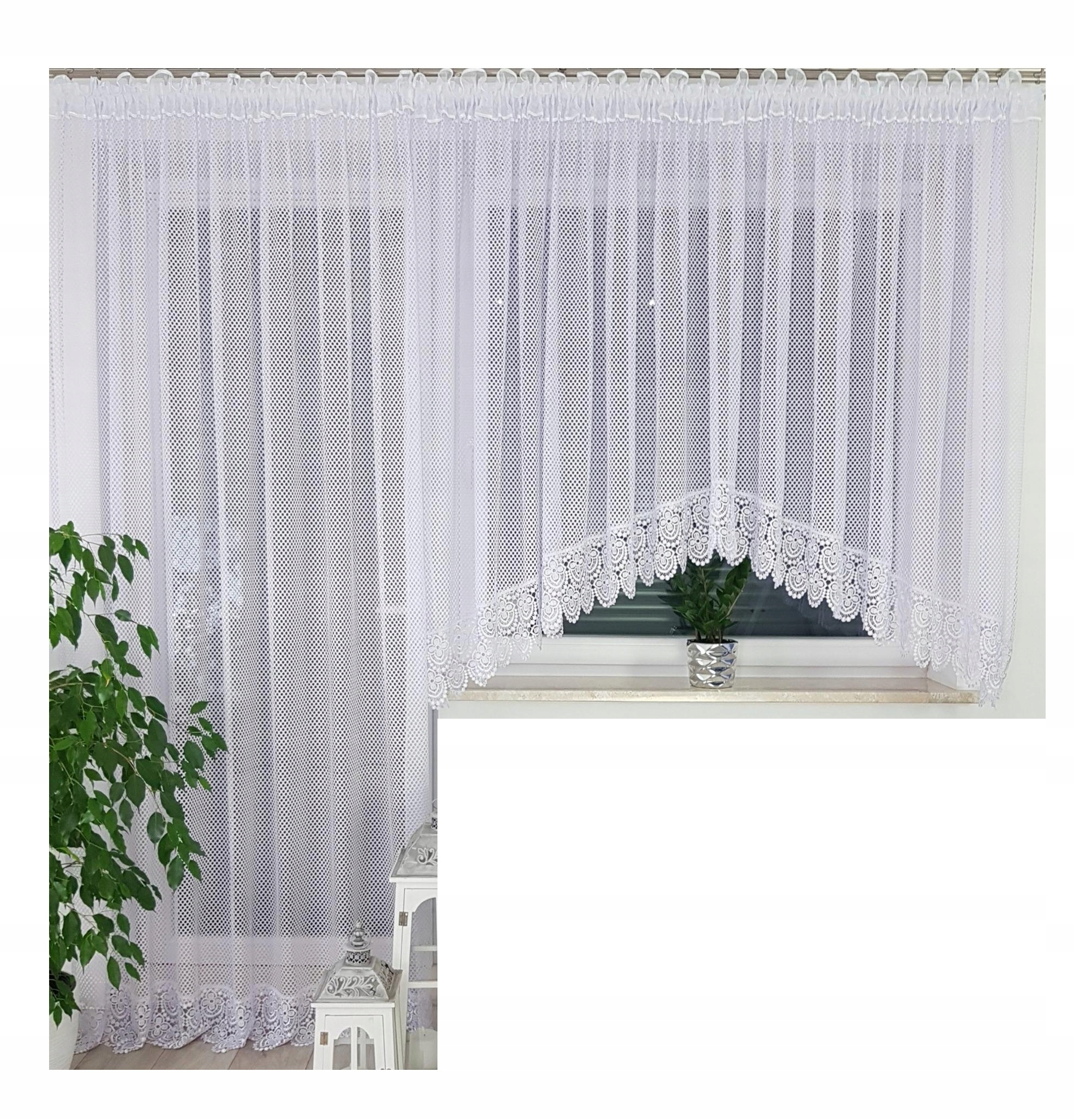 Zestaw Do Okna Balkonowego, Firany Z Gipiurą Z Siateczki Łuk 250CM Salon