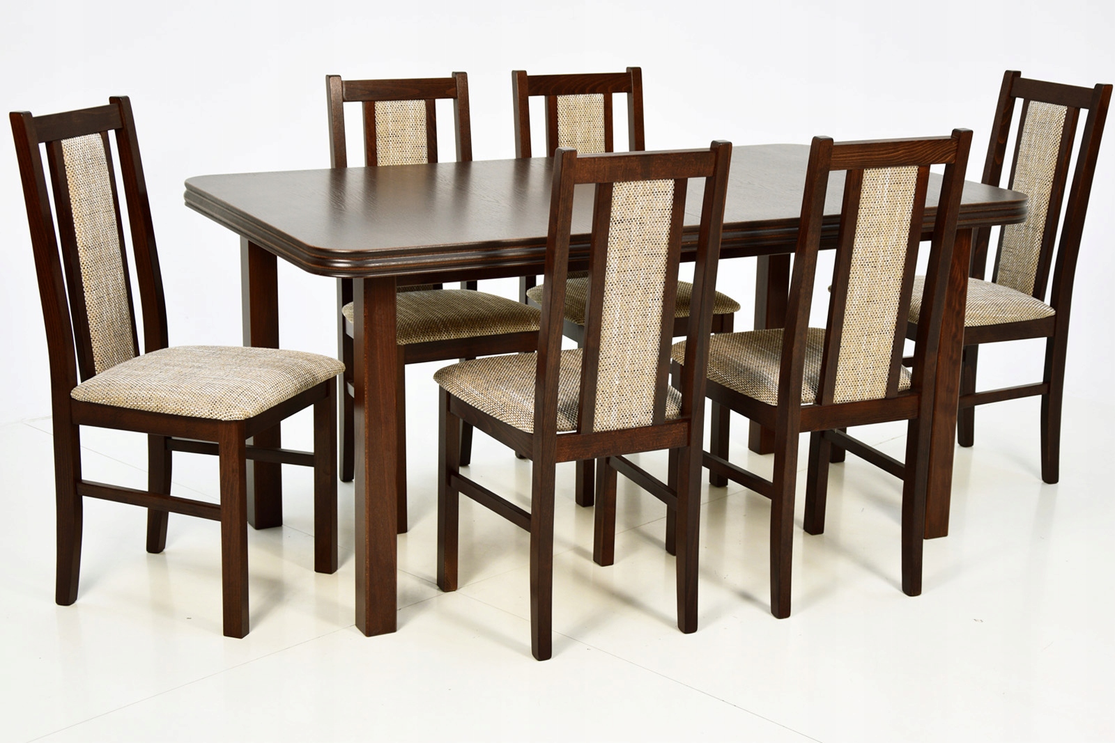 Rozkładany stół z 6 krzesłami do kuchni w ORZECHU Marka Sigma