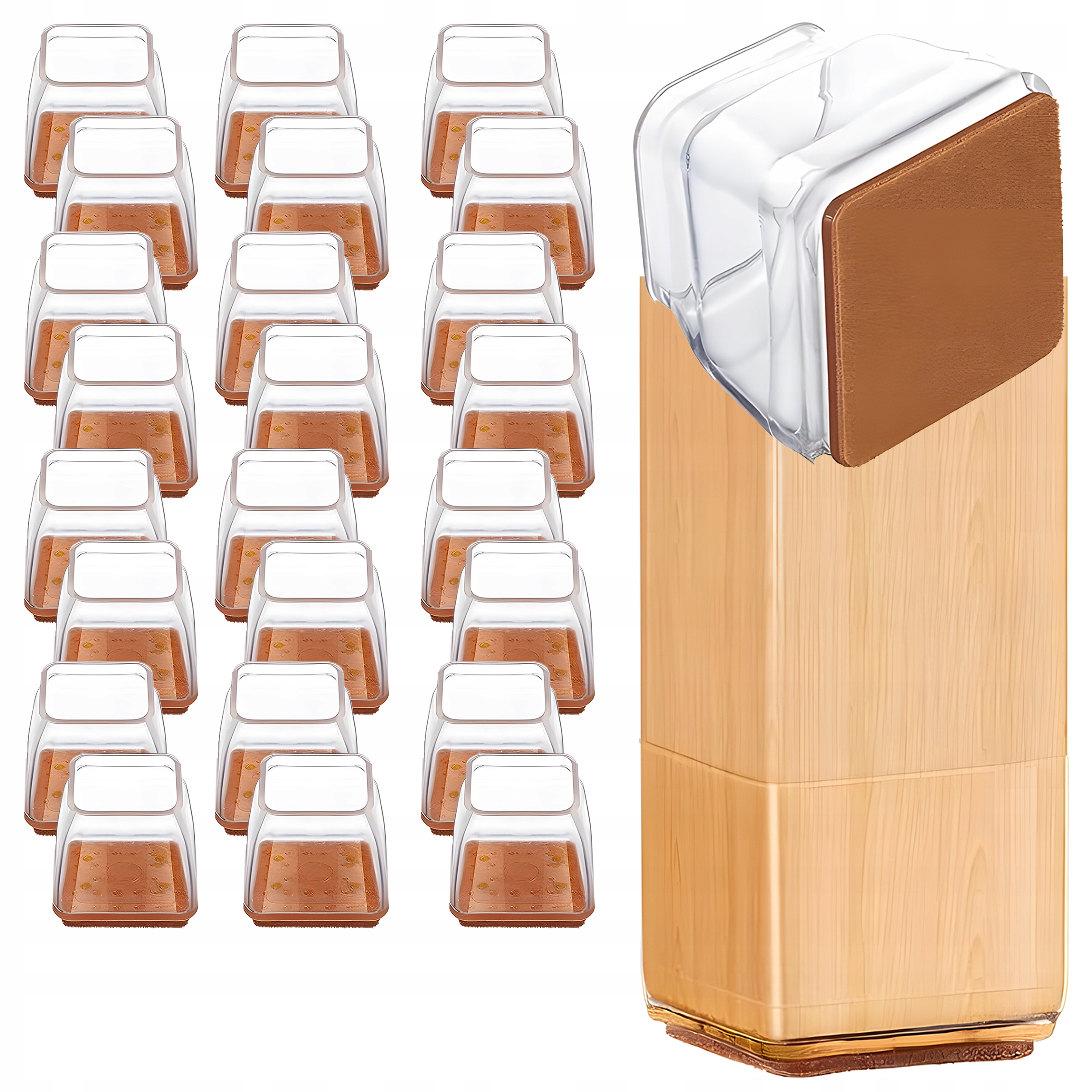 24X PODKŁADKI POD MEBLE STÓŁ KRZESŁO FILCOWE SILIKONOWE OSŁONKI KWADRAT S