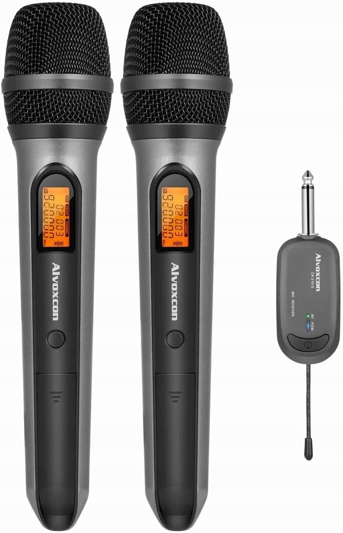 Bezdrátový Uhf Mikrofon Sada 2x Mikrofony s Přijímačem Dynamický