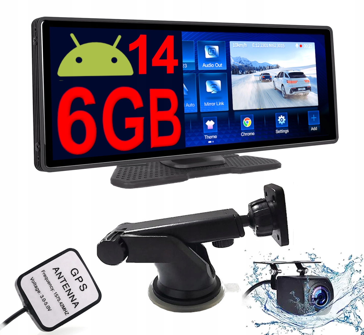 Automobilová obrazovka Rekordér Stanica Rádio Navigácia Cúvacia kamera Android