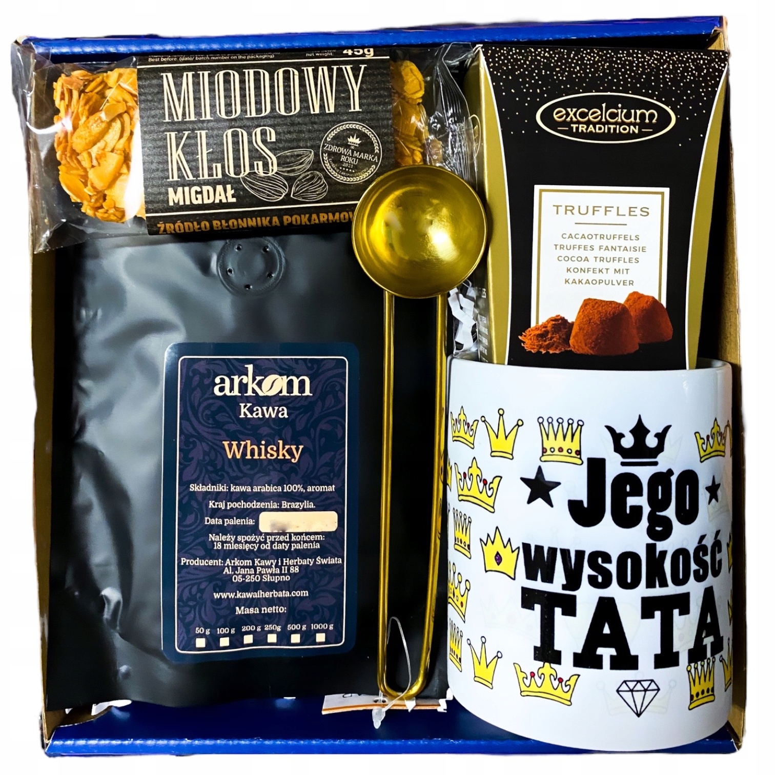 Zestaw prezentowy dla Taty na Dzień Ojca kubek słodycze kawa