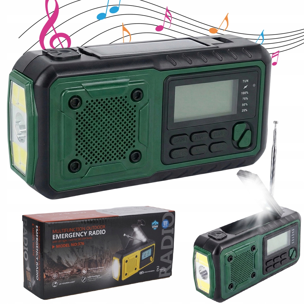 Přenosné Solární Rádio Korbka Alarm Dynamo Nouzová Svítilna 40000 mAh Usb-c