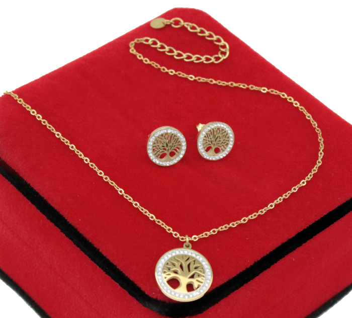 

Komplet Złoty Drzewko Szczęścia Stal Chirurgiczna