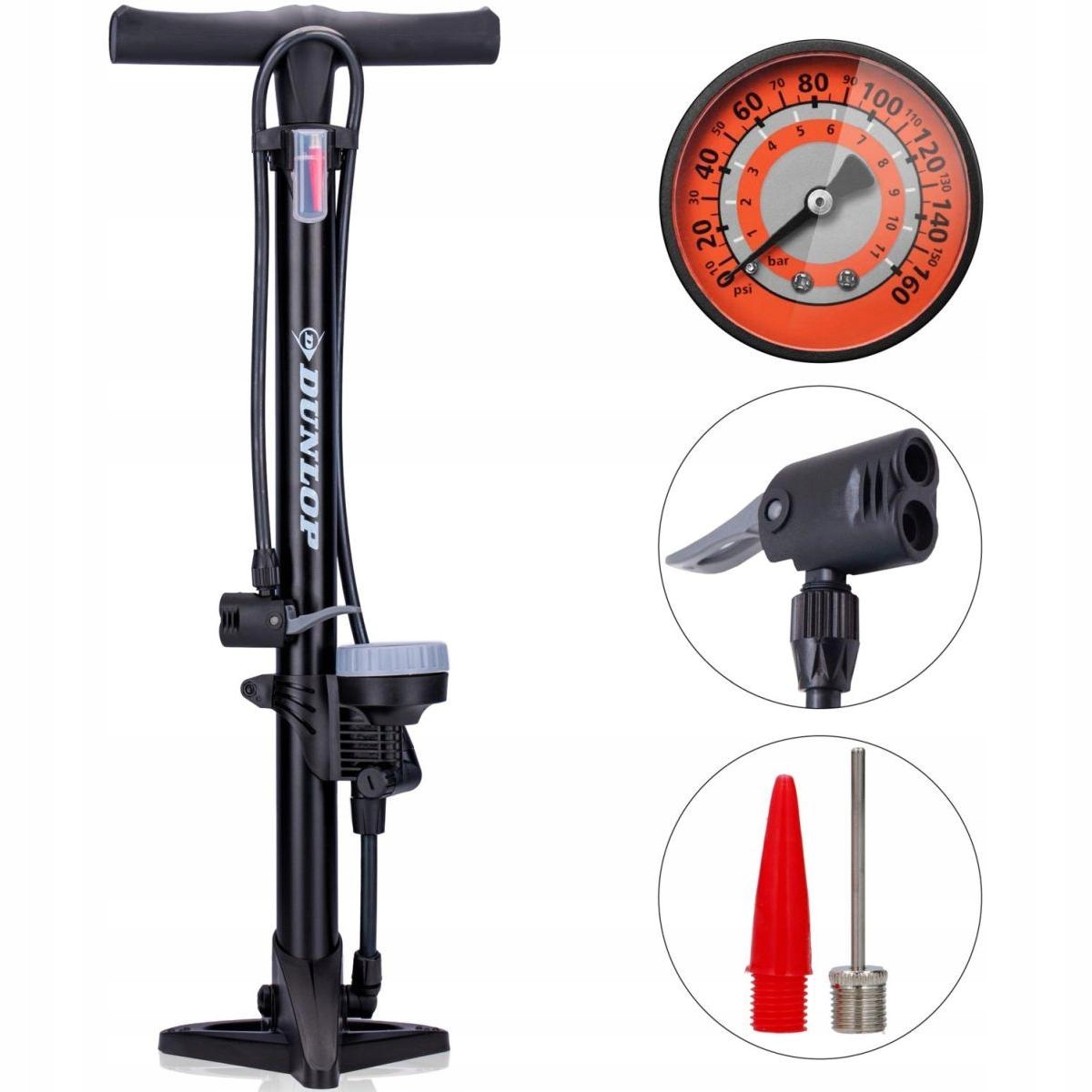 POMPKA ROWEROWA Z MANOMETREM 16bar PODŁOGOWA WARSZTATOWA SAMOCHODOWA DUNLOP