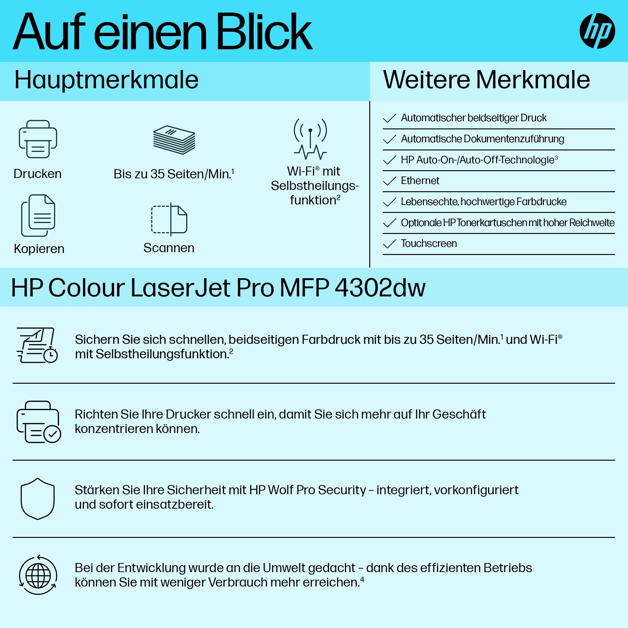 HP Kolorowa Drukarka Laserowa MFP 4302dw Szybki Druk Wi-Fi Bezpieczeństwo — miniatura 3