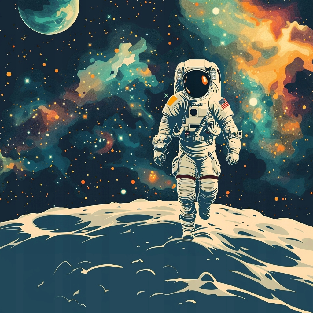 Obraz Na Plátně Canvas Pop Art Kosmos Astronaut Planeta Hvězdy 80x80