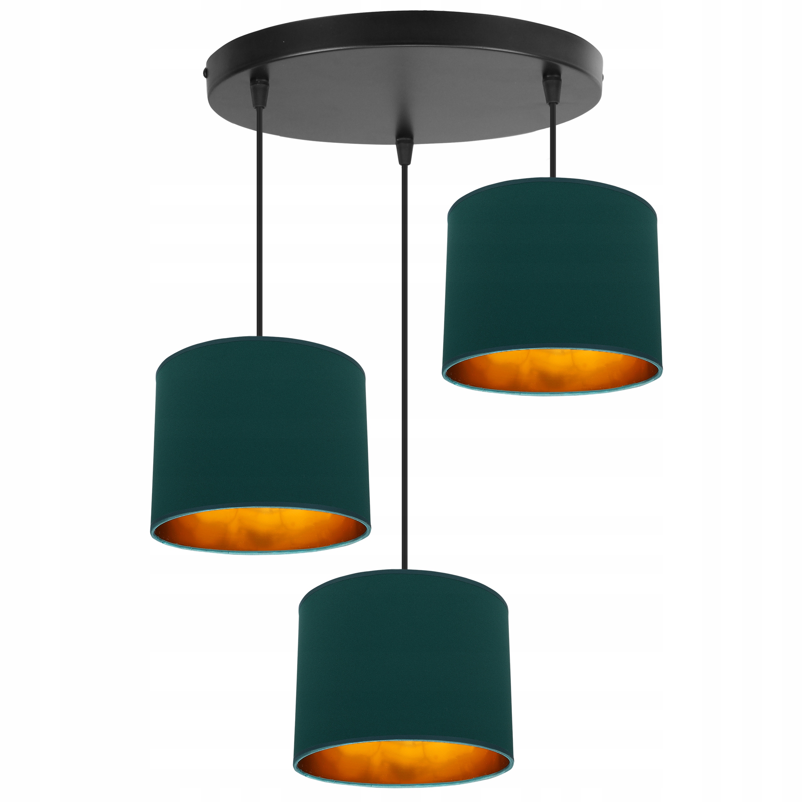 Závěsné Stropní Svítidlo S Trojitým Zlatým Stínítkem Nad Stůl Do Obývacího Pokoje