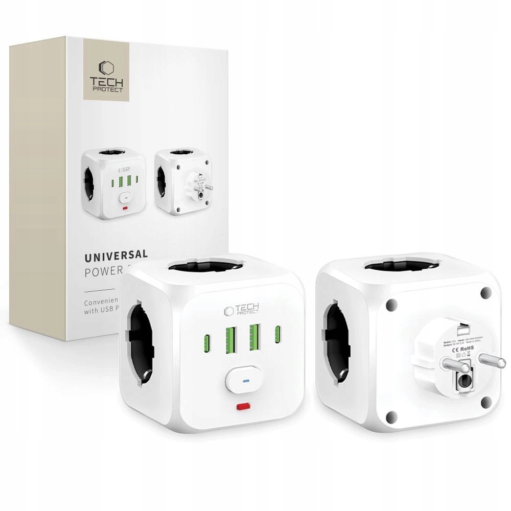 Listwa zasilająca Tech-Protect PCL3x4, 2x Usb-a, 2x Usb-c, 3x Ac Typ Schuko