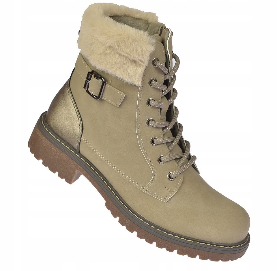 Dámské Kanady Skotnicki B-3-1344 béžové zateplené kotníkové kotníkové boty vel 41