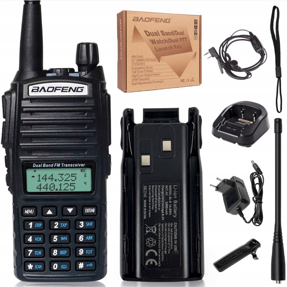 Vysílačka vysílačka Baofeng UV-82 Eu 5W Rádio PTT-2 Pmr Rádio Odemčené