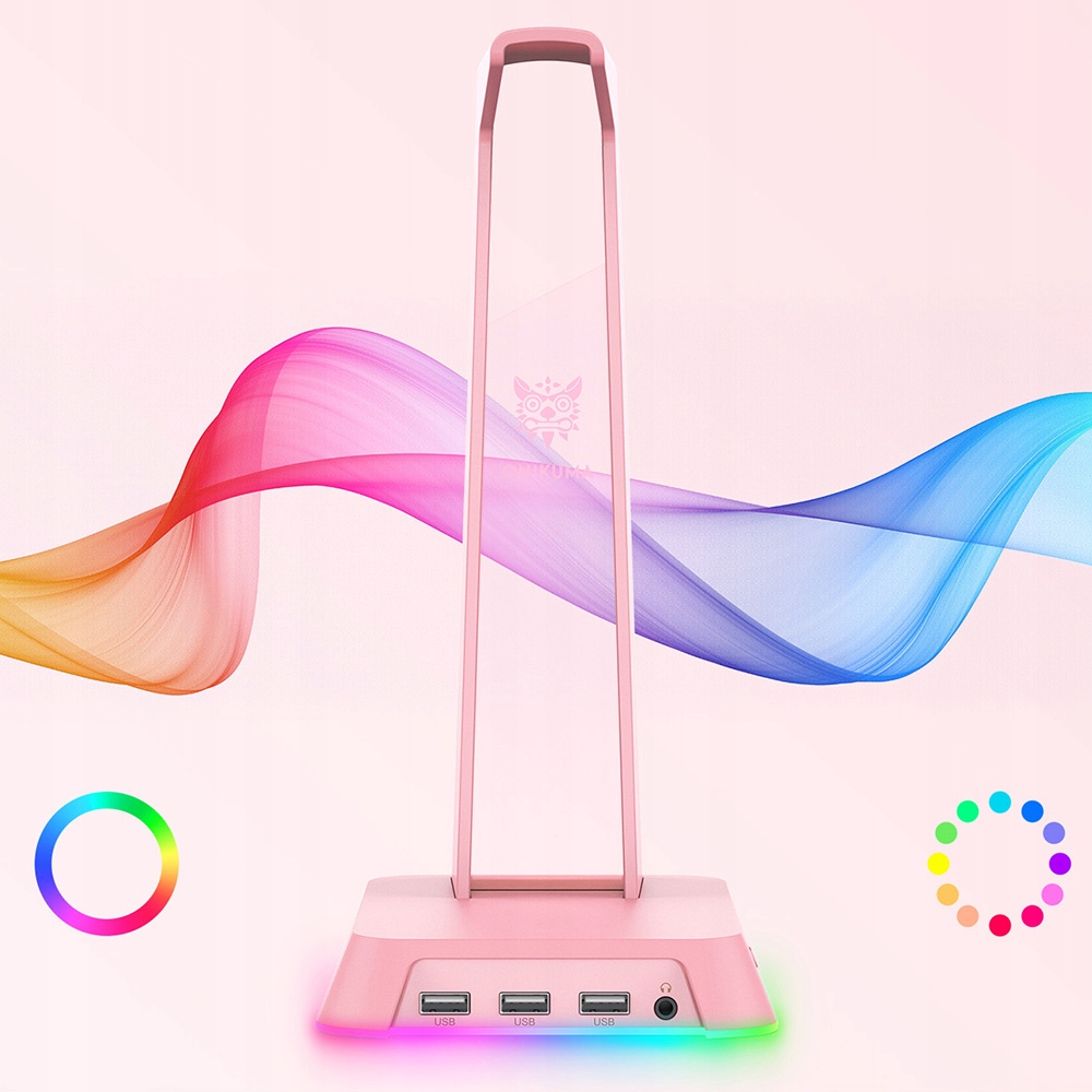 ONIKUMA STOJAK UCHWYT PODSTAWKA NA SŁUCHAWKI RGB DO GRANIA DLA GRACZY Model ST2 różowy