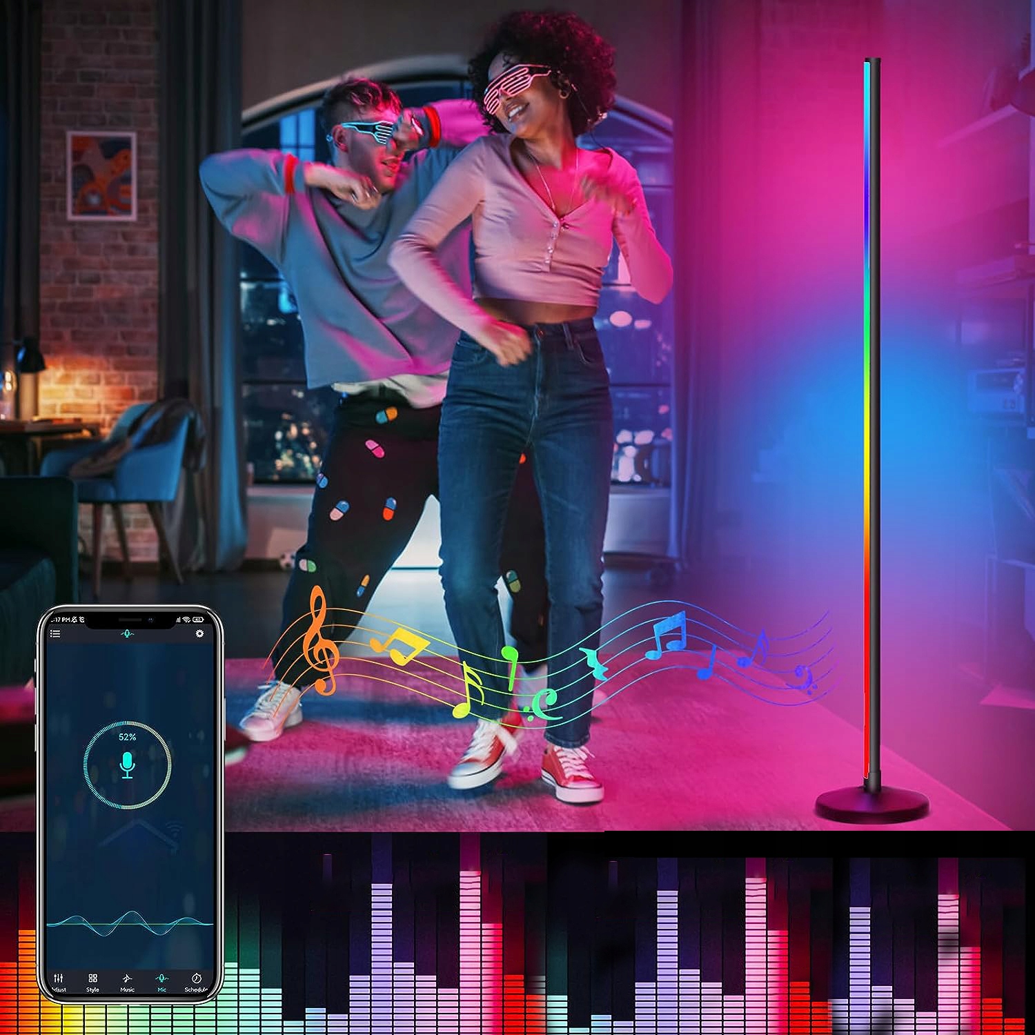 LED STANDING LAMP FLOOR DESK BED LAMP 96LED APP+PILOT Długość/wysokość 165 cm