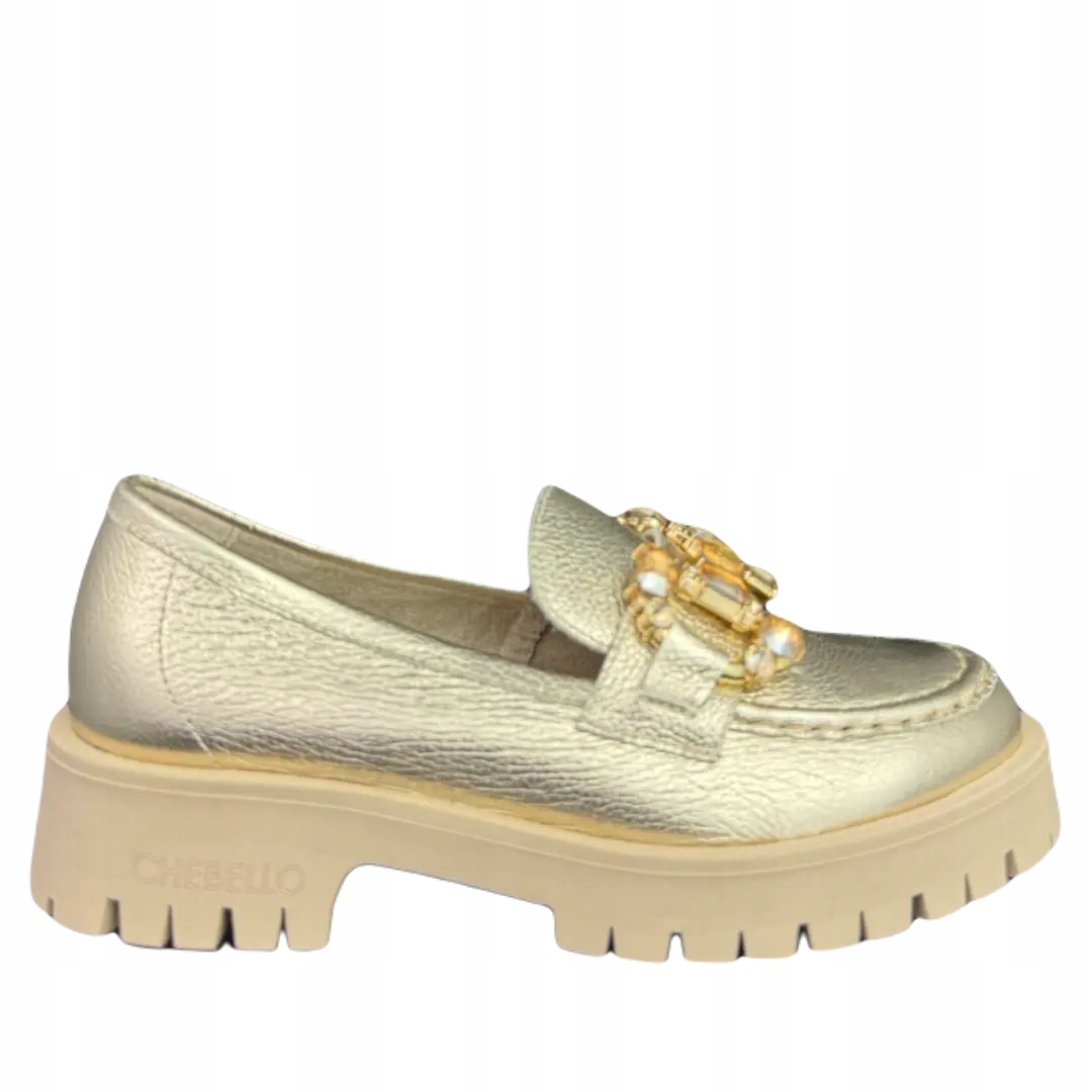 Dámské mokasíny CheBello 4369-506-000-PSK-S173 zlaté 39, Zlatá