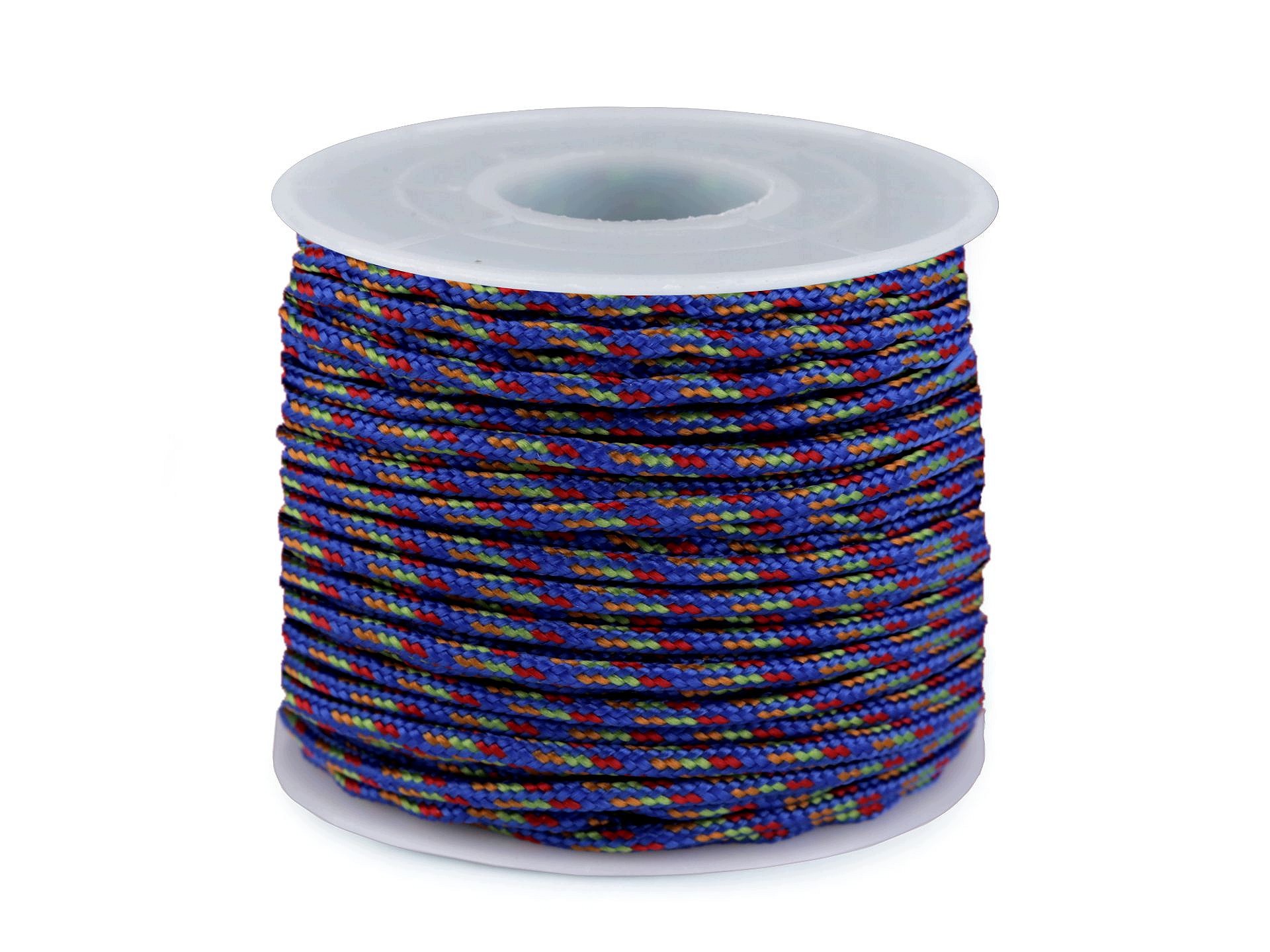 Paracordová pletená šňůra 2,5 mm modrá, vícebarevná, 100 m