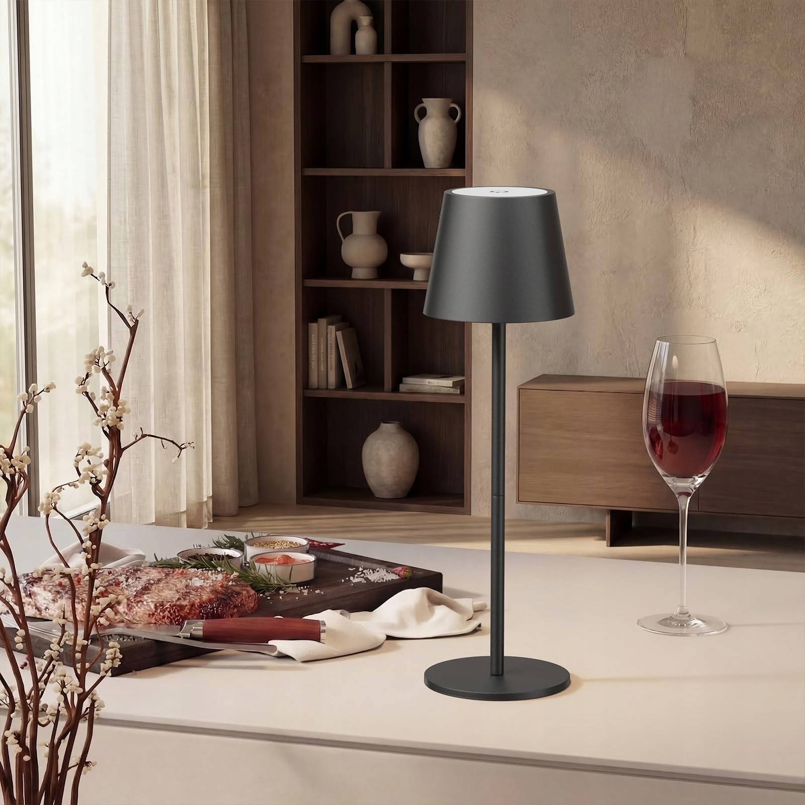Zestaw 2 Lamp Stołowych Akumulatorowych USB-C IP54 Czarne 3 Tryby K-BRIGHT — miniatura 2