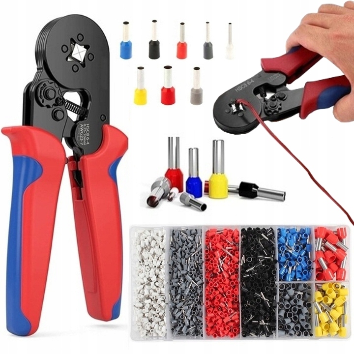 ZACISKARKA PRASKA DO KONEKTORÓW KABLI PRZEWODÓW 1800 SZT TULEJEK 0.25-10mm²