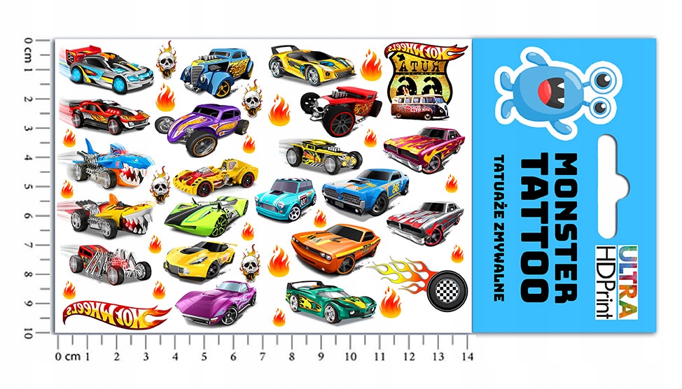 ZESTAW NAKLEJKI + TATUAŻE DLA DZIECI DZIECIĘCE HOT WHEELS JAKOŚĆ Marka inny
