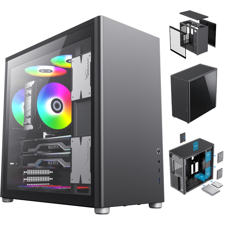 Počítačová Skříň Tower Atx MIDI Usb 3.0 Pc Počítačové Černé Počítače Gaming Sklo