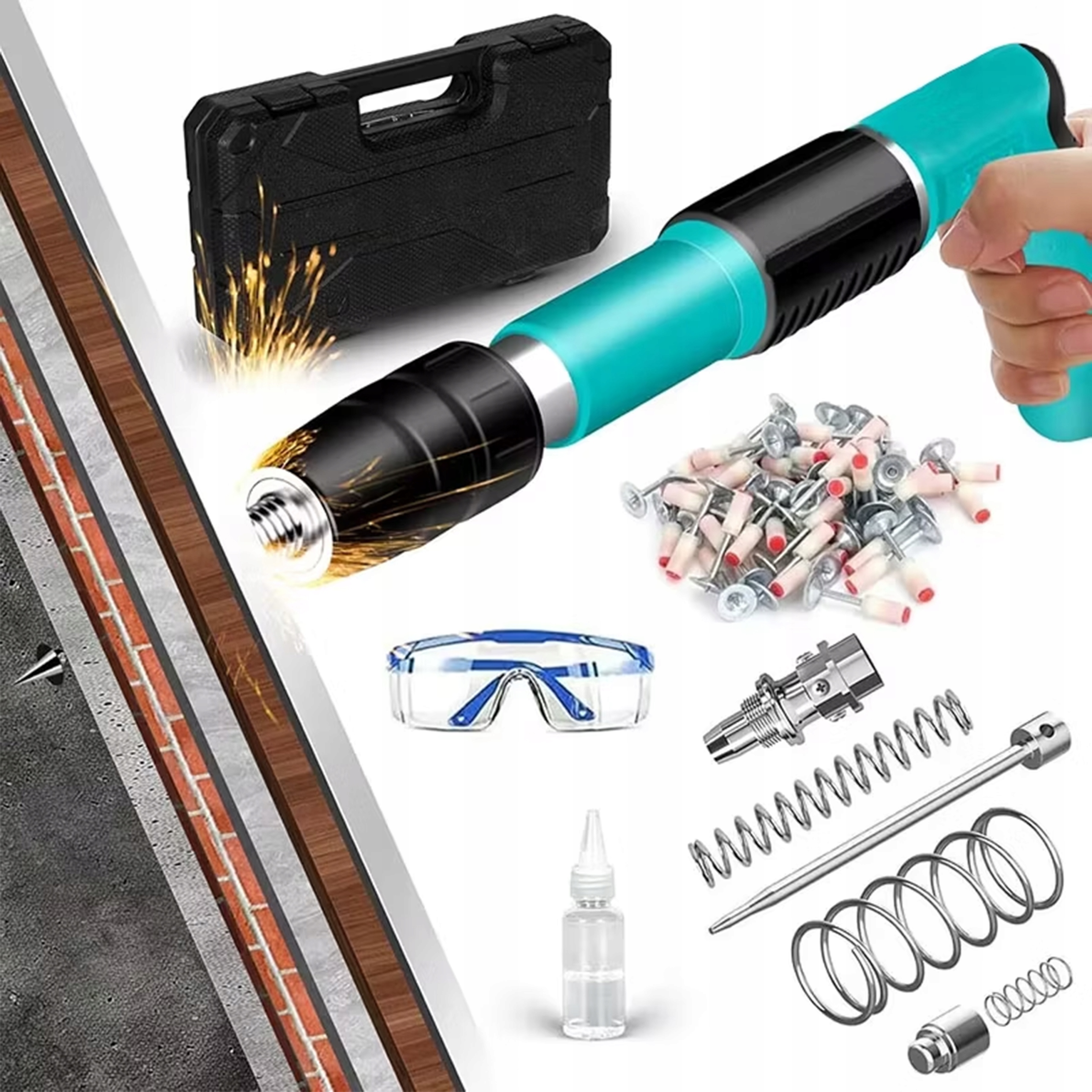 Gwoździarka Ręczna Do Betonu Stali Drewna Regulacja Gratisy Gwoździe