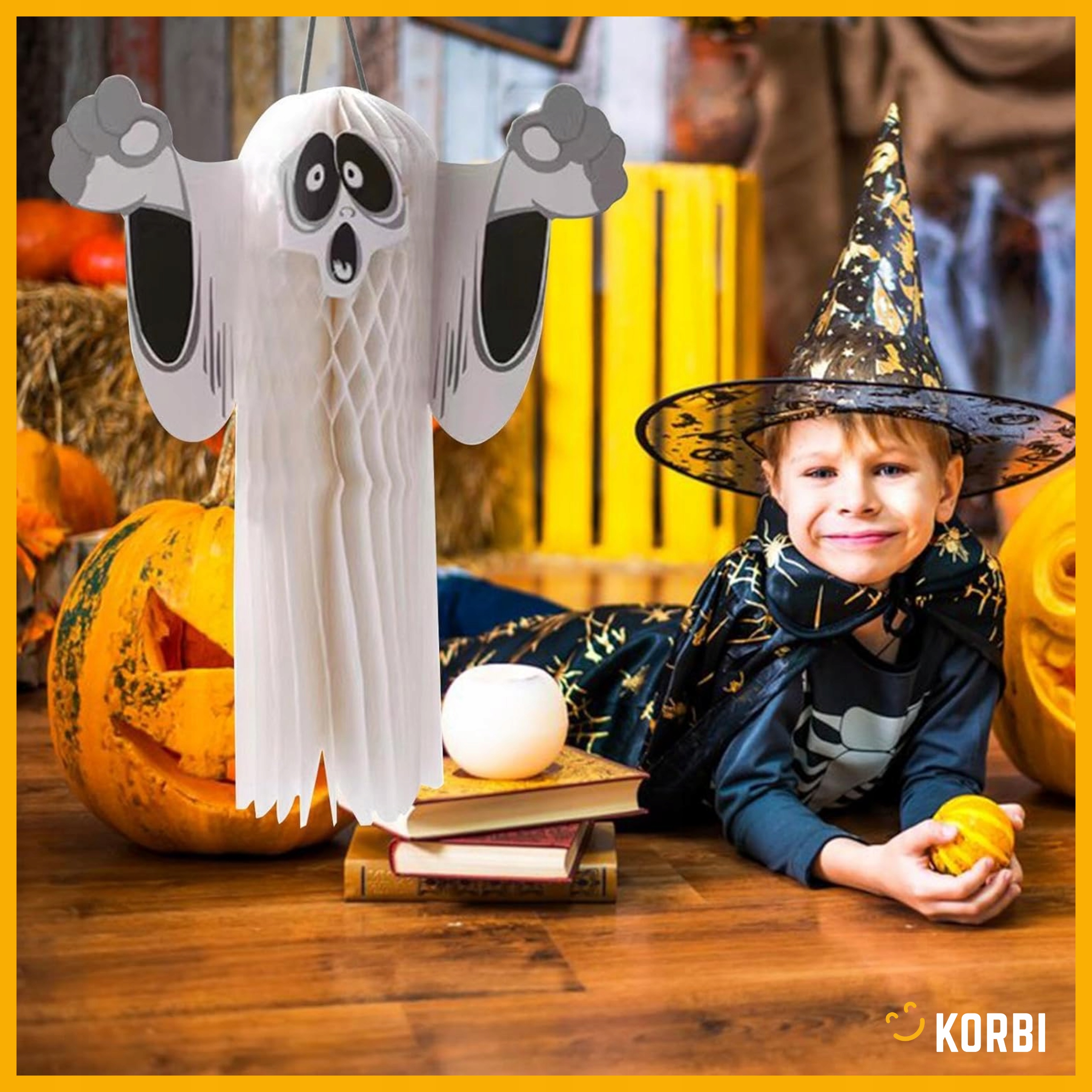 DUCH DEKORACYJNY OZDOBA HALLOWEEN PAPIEROWE WISZĄCE DUSZKI BIAŁE 3D 2SZT Rodzaj zestaw