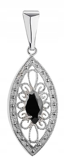 

Wisiorek Srebrny Ażurowy Z Czarną Cyrkonią Pr.925