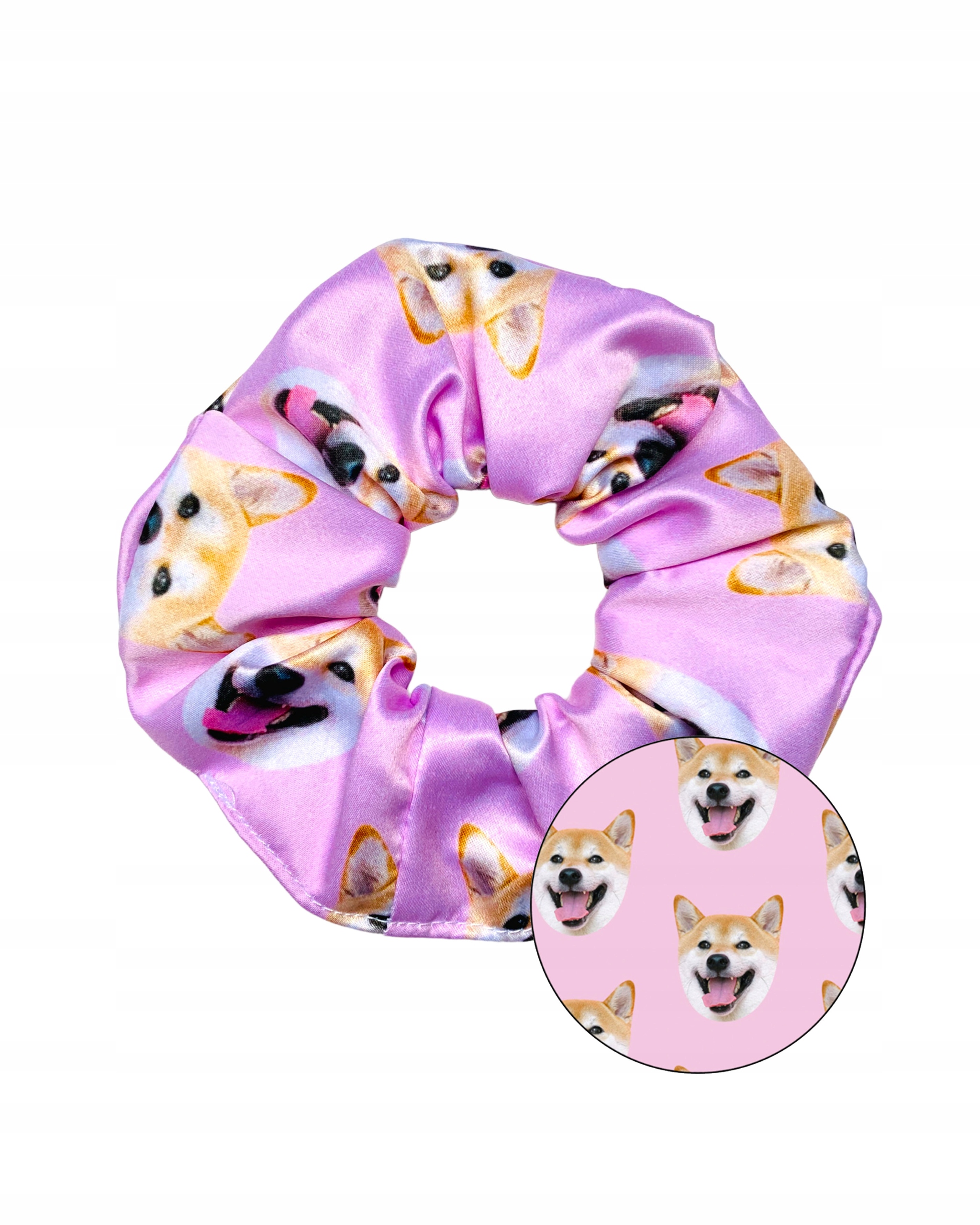

Scrunchie z psem Shiba Inu gumka do włosów
