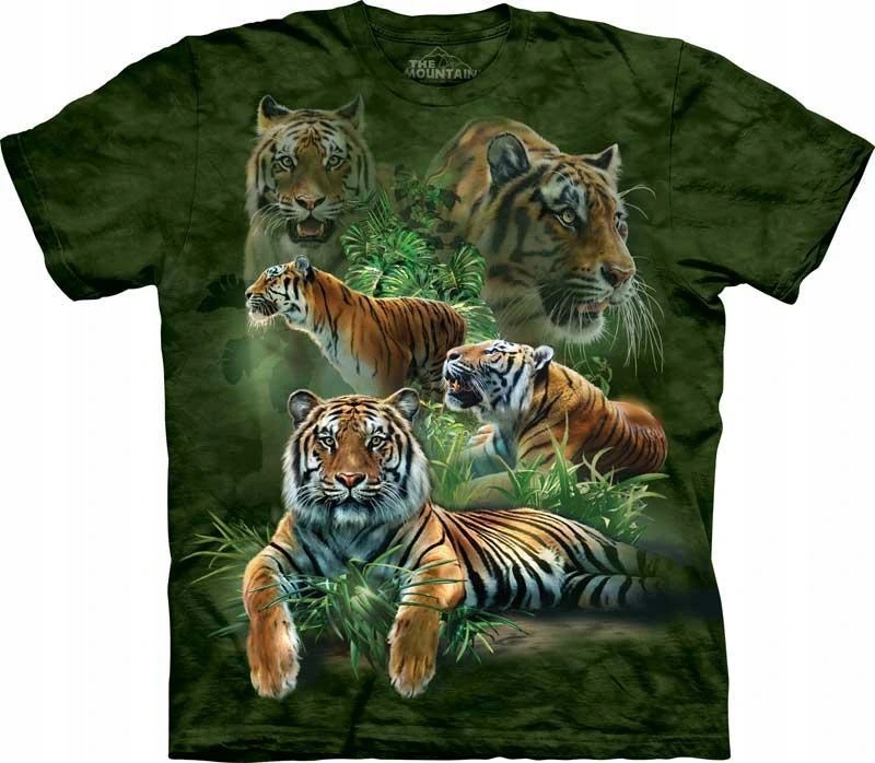 Pánské batikované triko The Mountain Jungle Tigers zelené S
