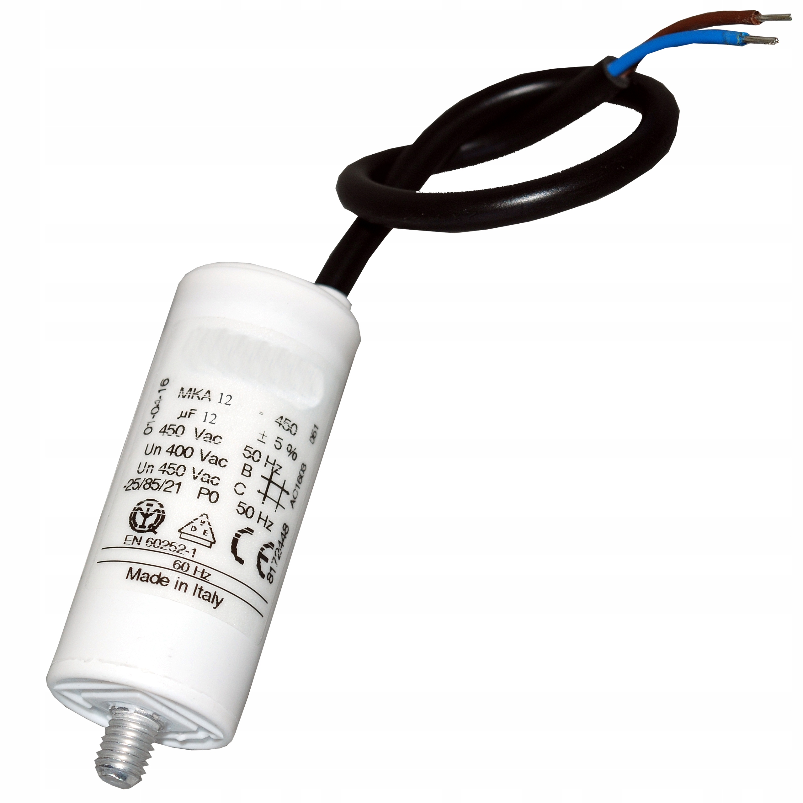 

Kondensator rozruchowy silnika 12uF 450 Vac 60Hz