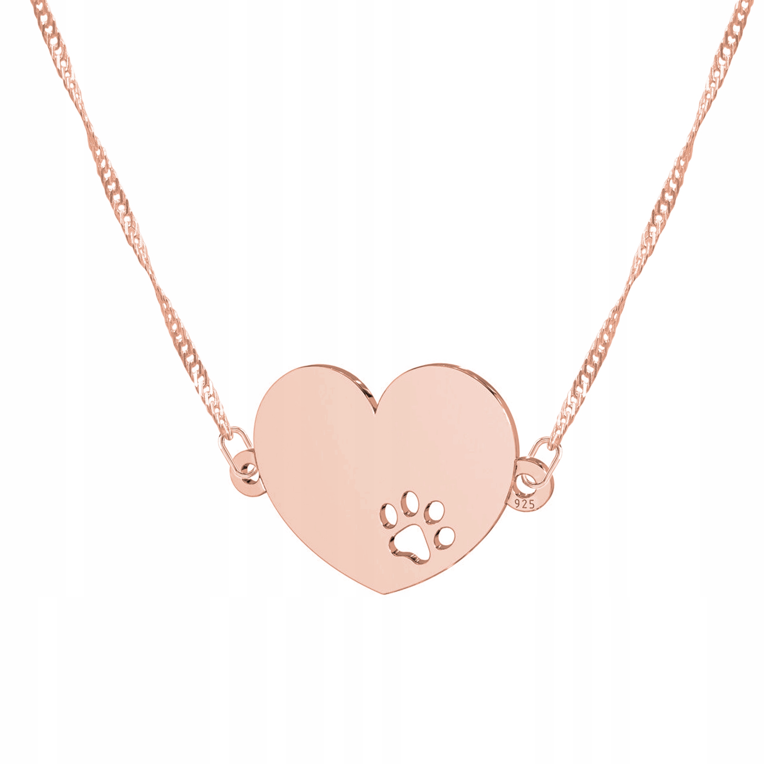 Řetízek zlatý náhrdelník 925 Srdce Psí Lapa