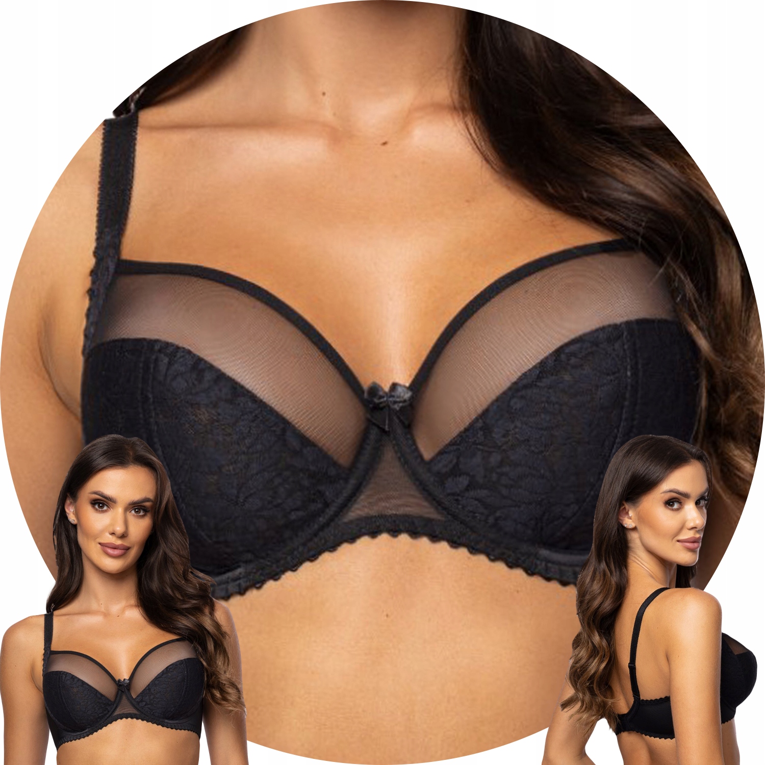 PariPari Laila černá krajka tyl Podprsenka měkká 75B Měkká