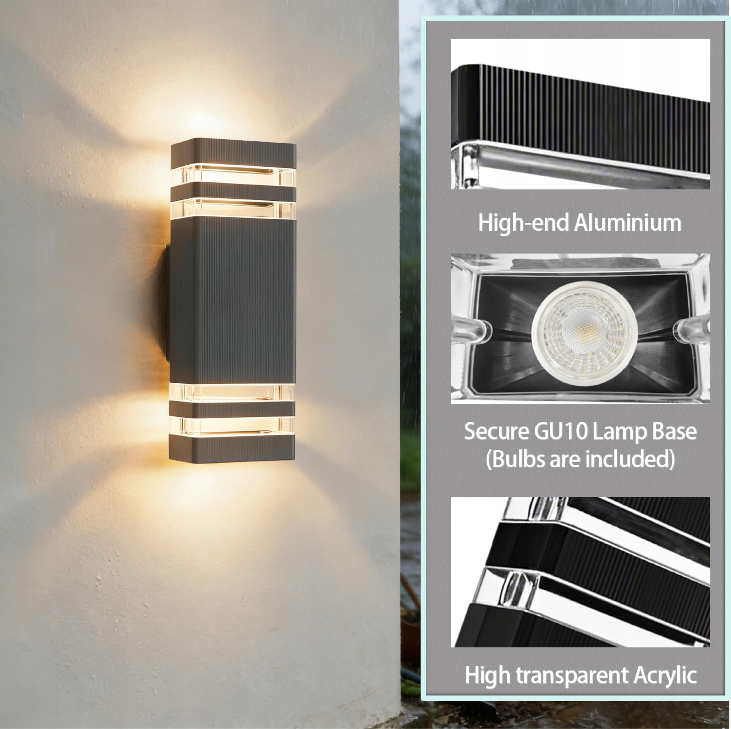 JNR Lampa Zewnętrzna LED IP54 Wodoodporna 5W GU10 3000K Ciepła Biała — miniatura 6