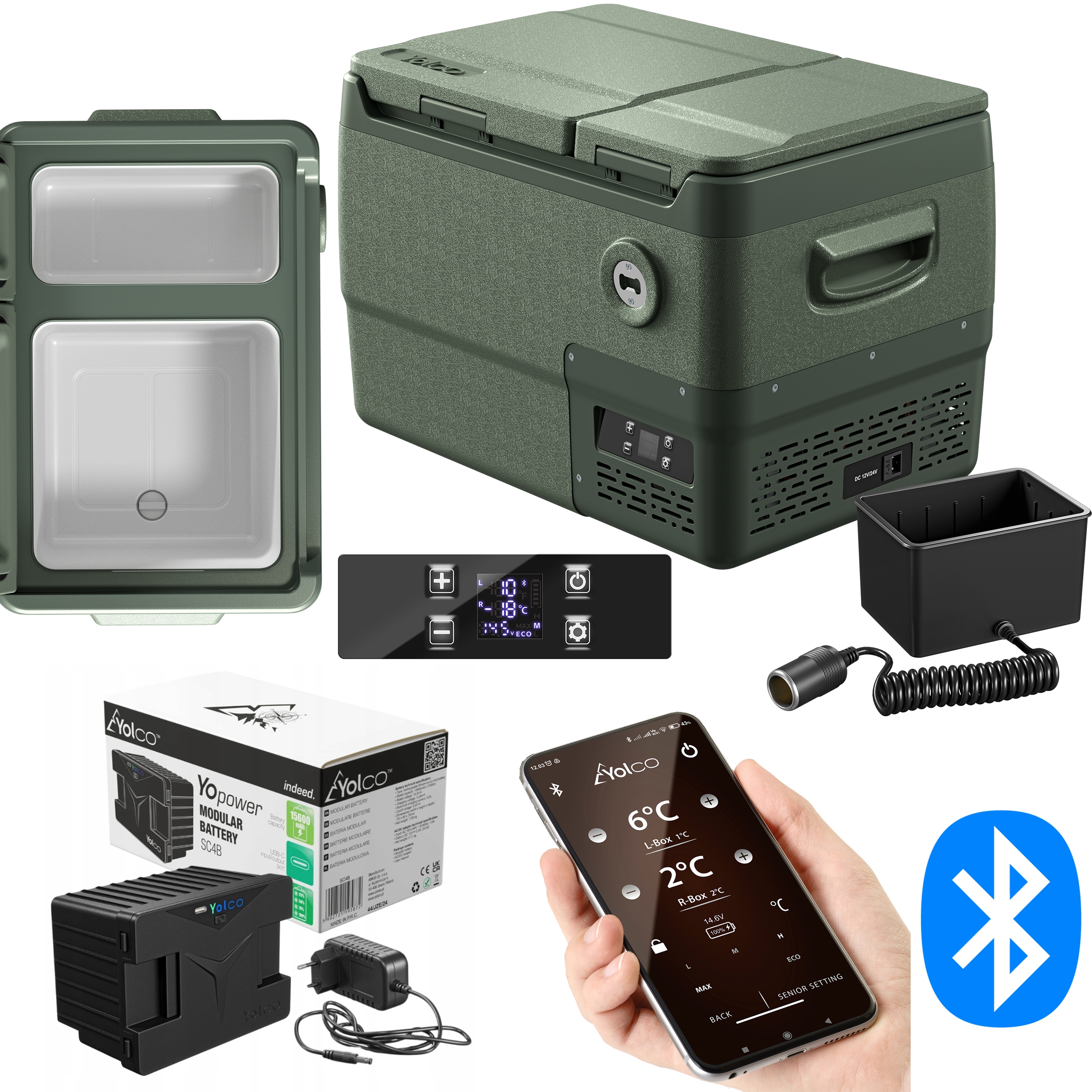 Lodówka Kompresorowa Samochodowa Yolco DX30 Pistachio Turystyczna Bateria