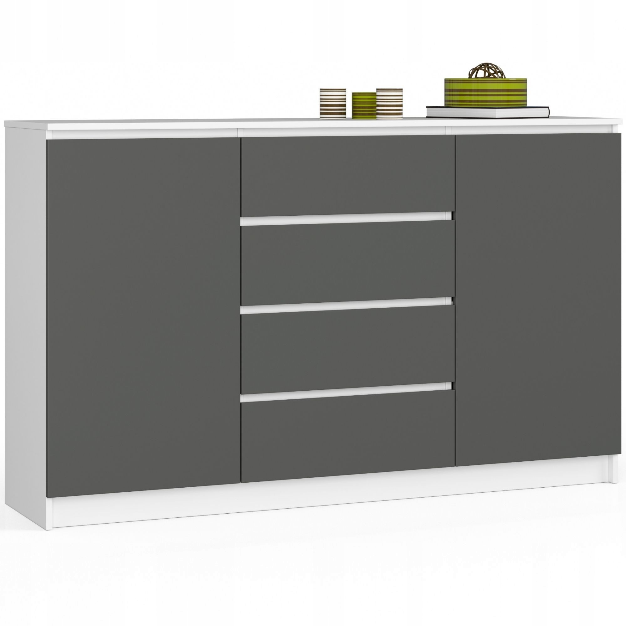Komoda K160 2D 4SZ Clp Pk Biela Šedá Akd