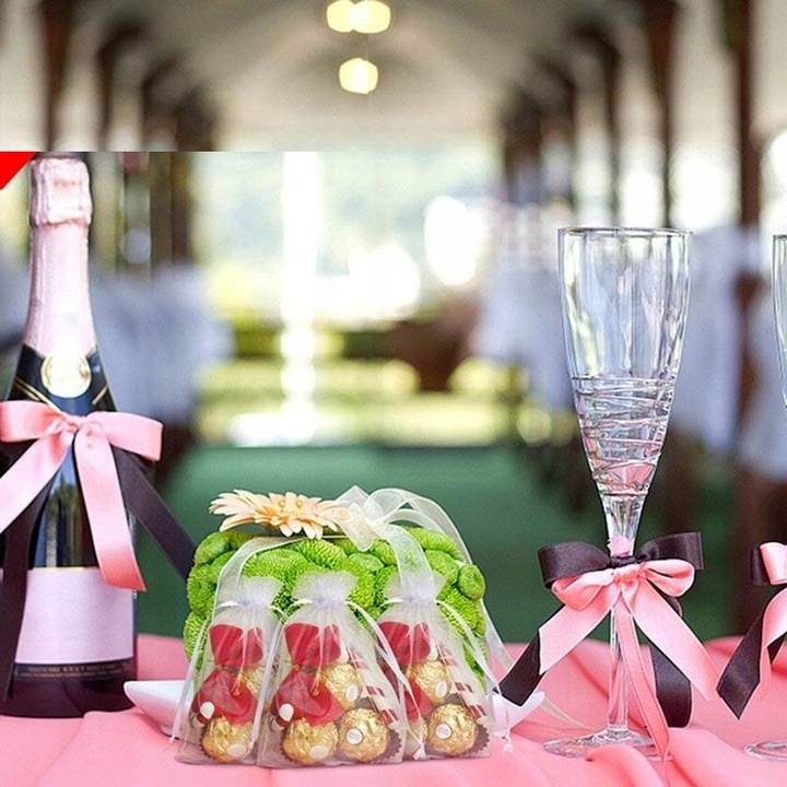 WORECZKI Z ORGANZY TORBY NA BIŻUTERIĘ 100 SZT Model WORECZKI Z ORGANZY BIAŁE ŚLUB PREZENT