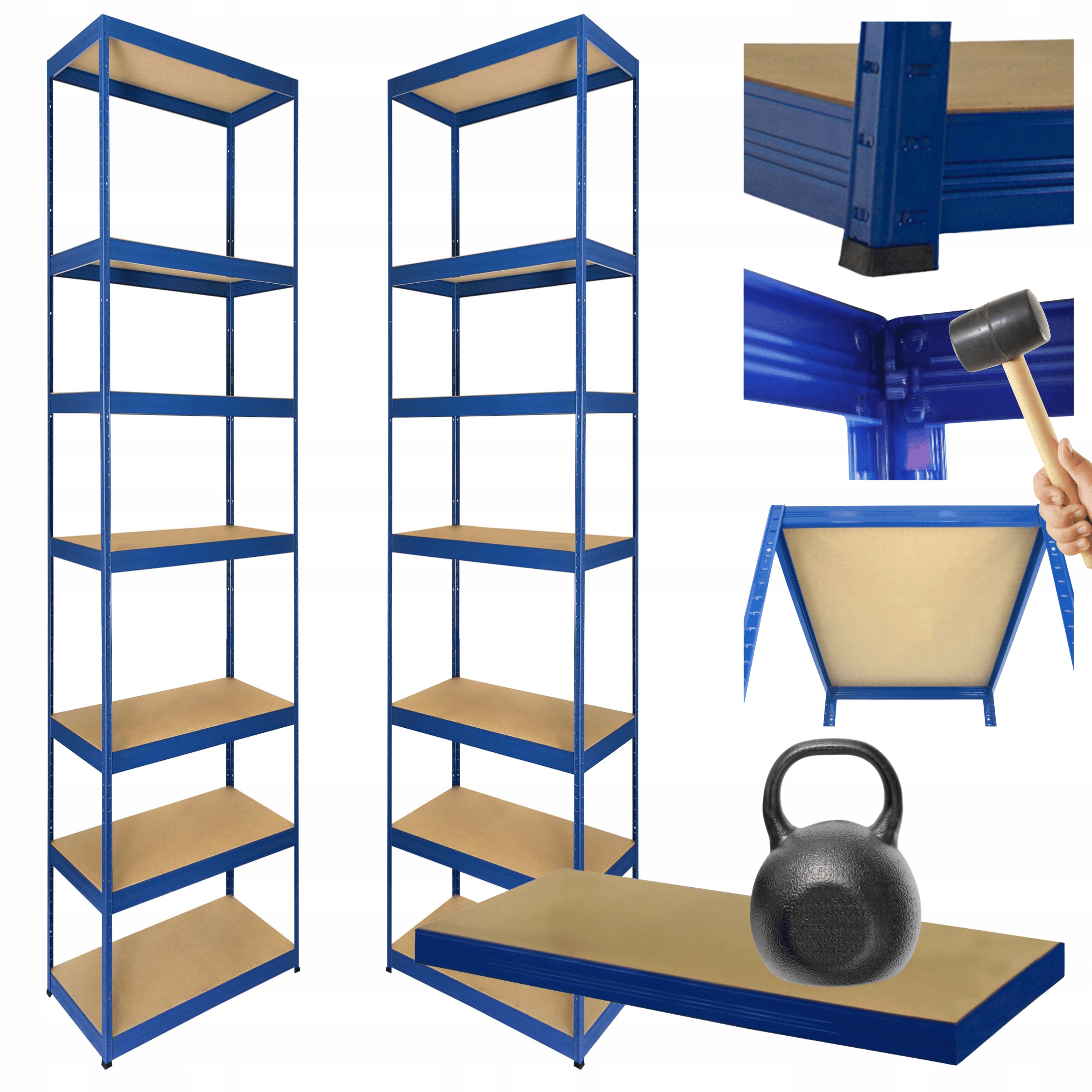 Kovový úložný regál Helios 270x35x35 cm 7Px175 kg Pevná Obloha