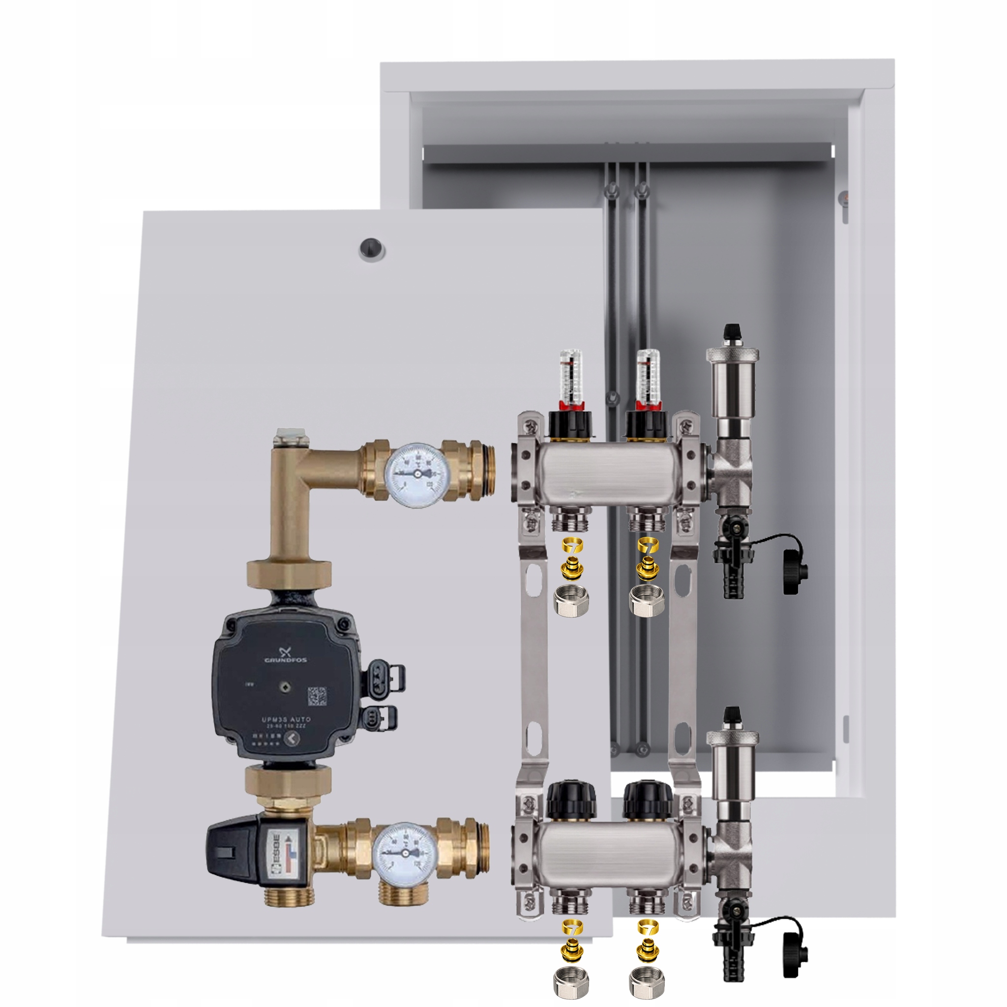 Nerezový rozdělovač pro podlahovku 2 krabice Pompa Grundfos Pex