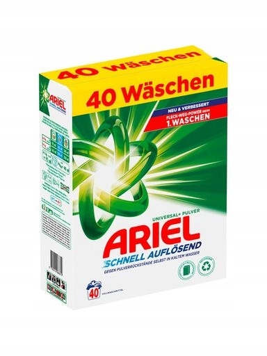 Levně Prášek na praní Ariel Universal+ pro bílé prádlo 40 praní 2,4 kg