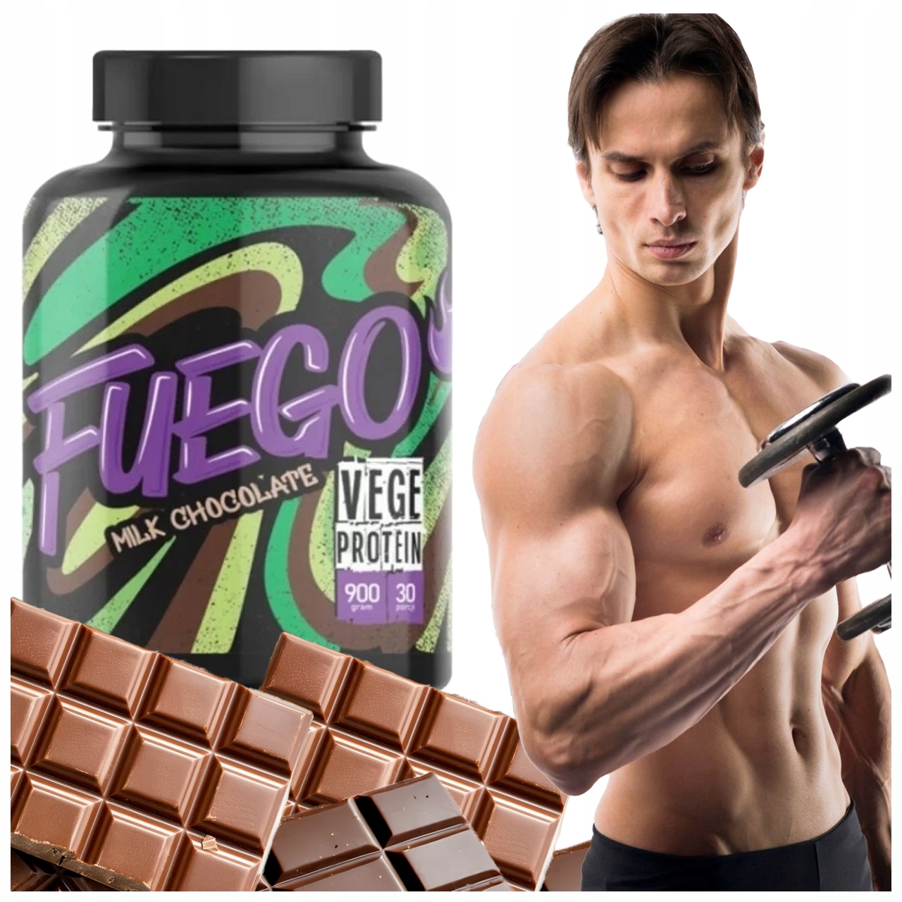 Protein rostlinný protein Fuego prášek 900 g čokoládová příchuť