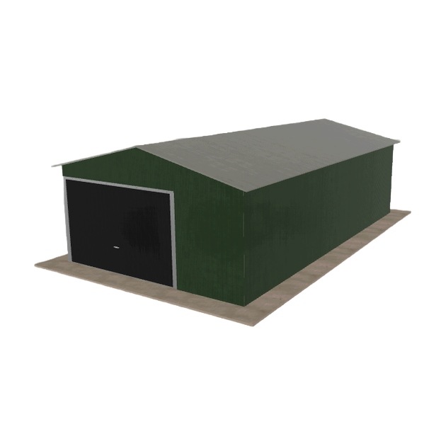 Plechová garáž 4.5 x 8 m, jednopolohová, dvouspádová, zelená