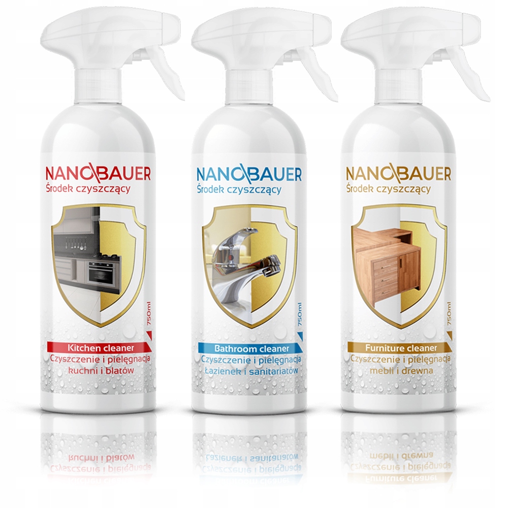 Levně Čistič kuchyně desek 750ml, koupelny 750ml, nábytku 750ml Nanobauer