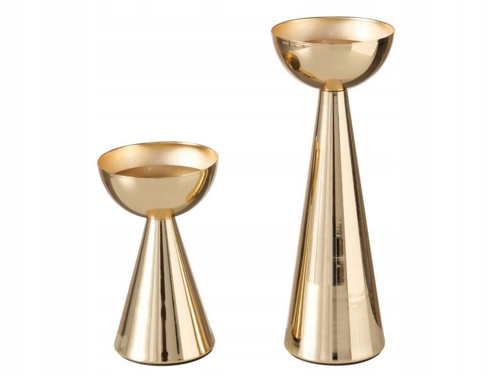 Zlaté kovové svícny Luena, 2 ks