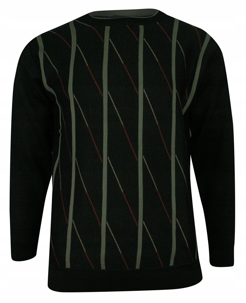 Tmavý zelený svetr U-neck s pruhy Kings XL