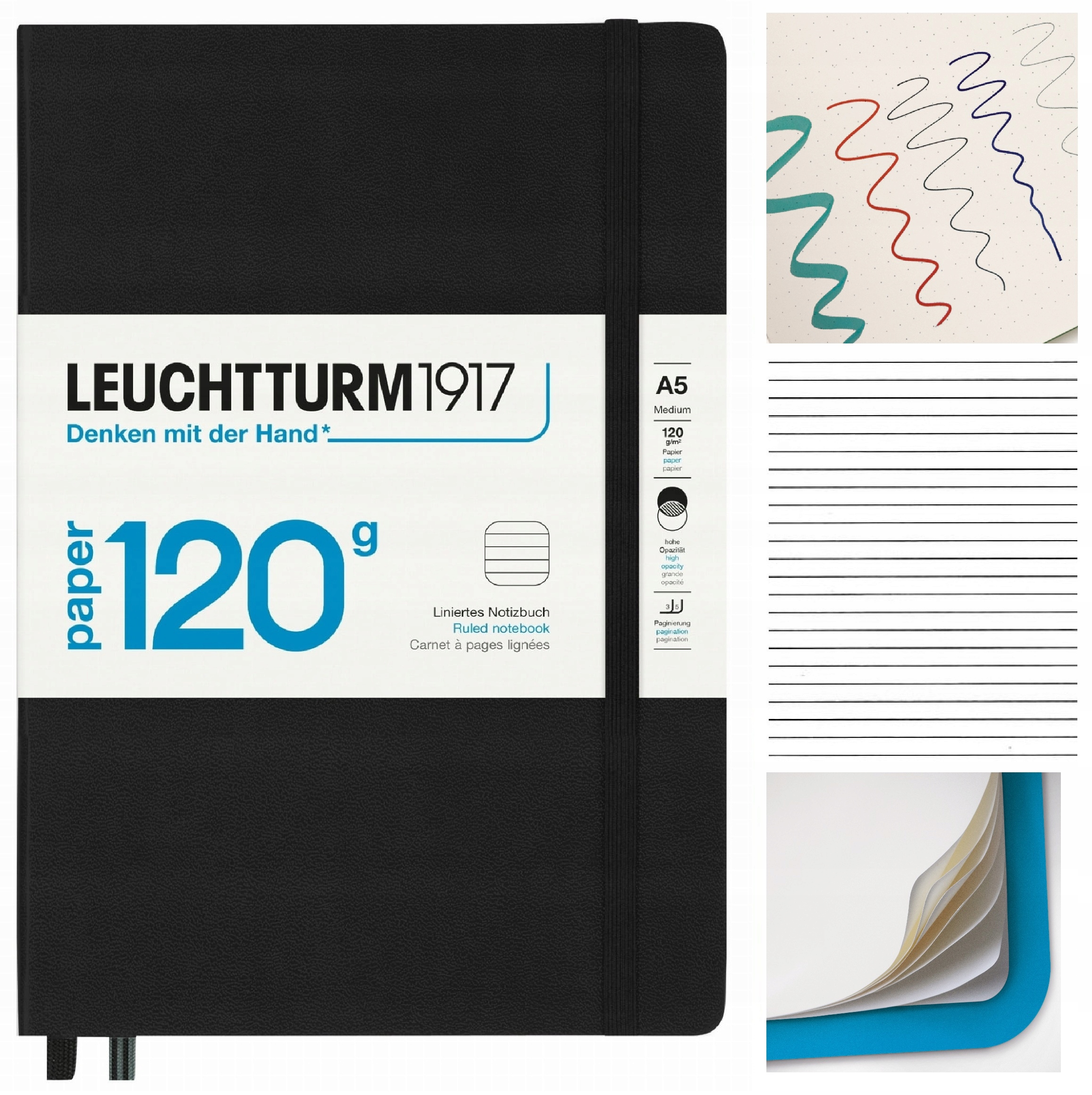 LEUCHTTURM1917 Notatnik Notes A5 Linia 120g brulion w linię Czarny