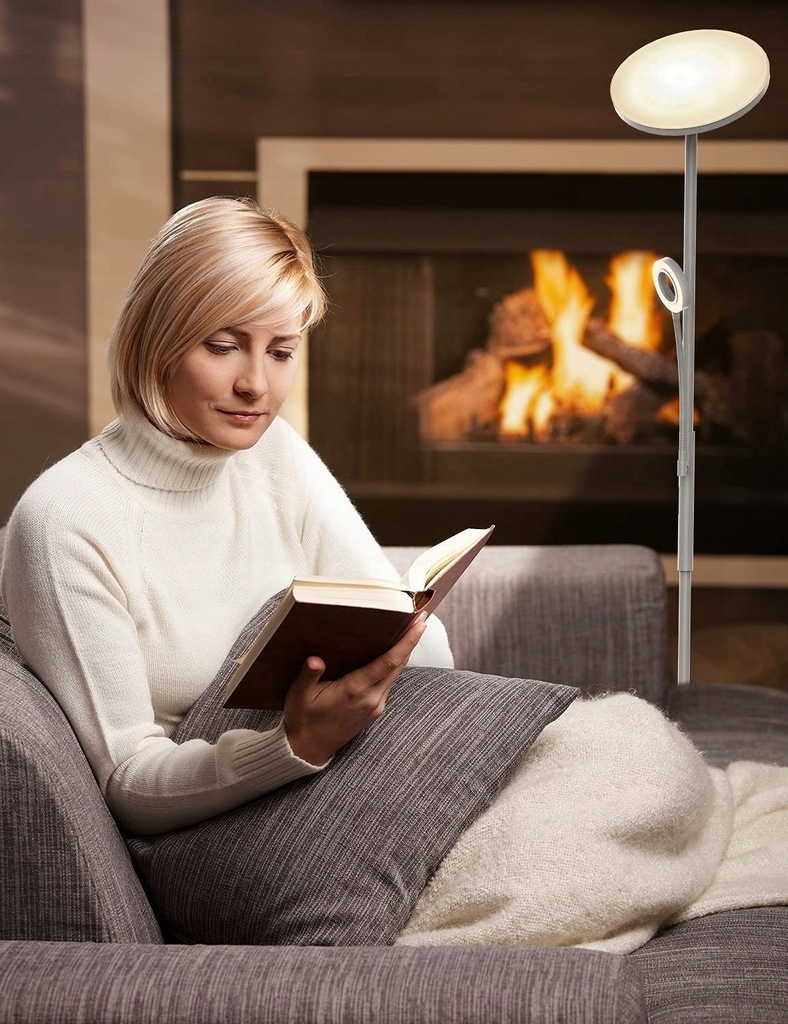 Szara Lampa Stojąca Podłogowa 175CM 30W+5W Z pilotem, ściemnialna Kolekcja Szary