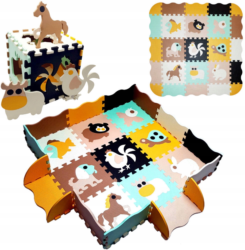 Mata PIANKOWA PUZZLE ZWIERZĘTA składana GRUBA XXL Kod producenta 0278335