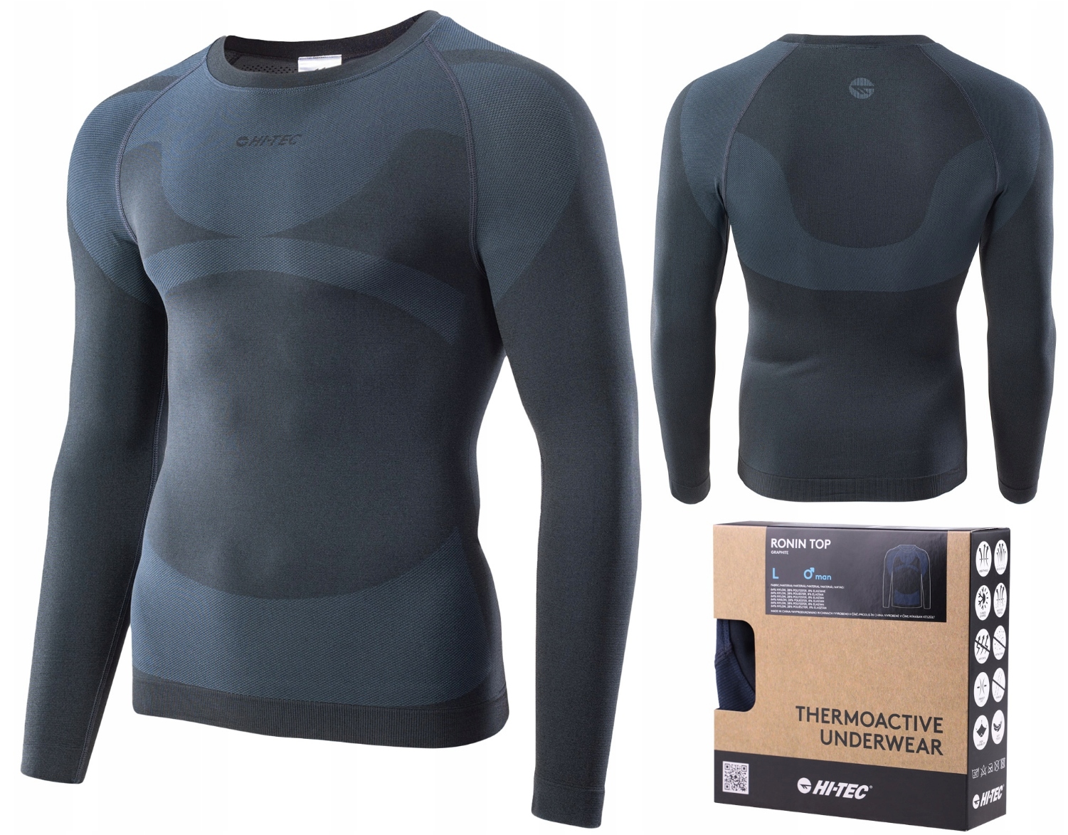 Koszulka bielizna termoaktywna Hi-Tec Ronin Top Long Sleeve Graphite XXL