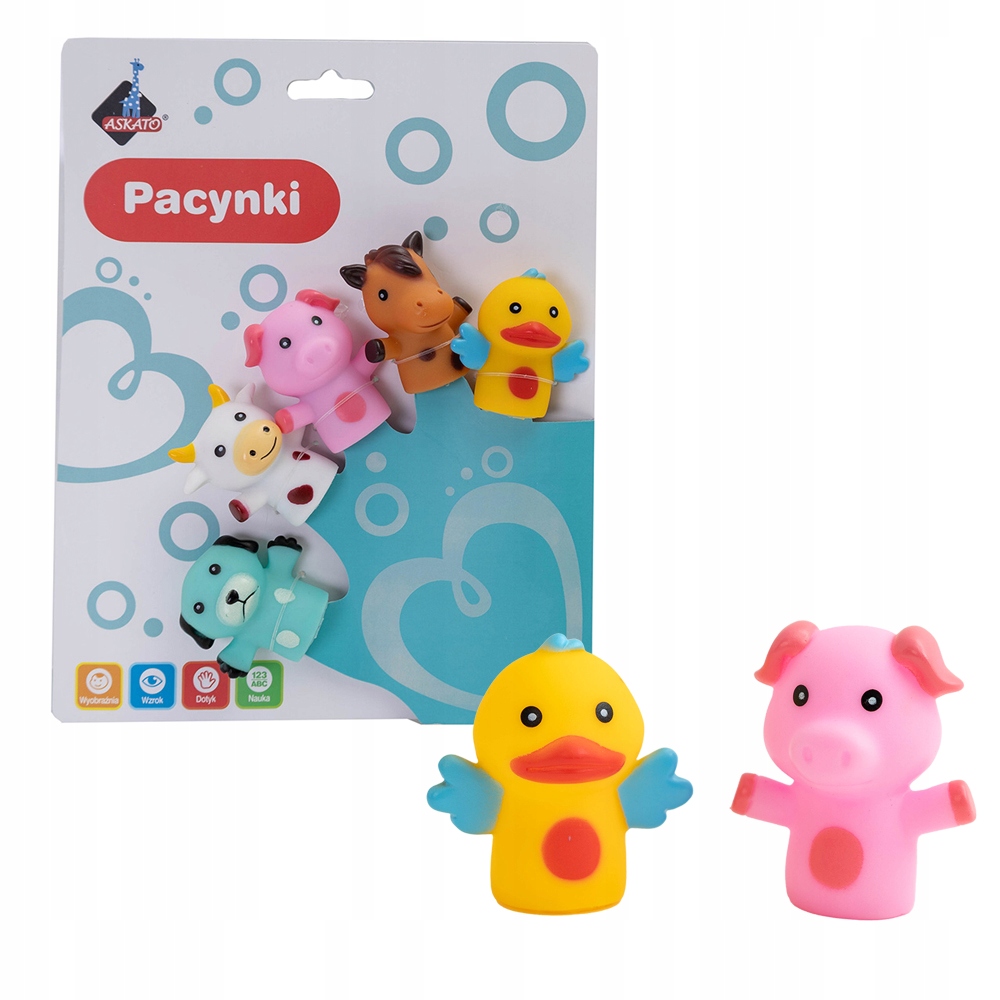 KOLOROWE PACYNKI NA PALCE DLA DZIECKA - ZWIERZĘTA FARMERSKIE ASKATO