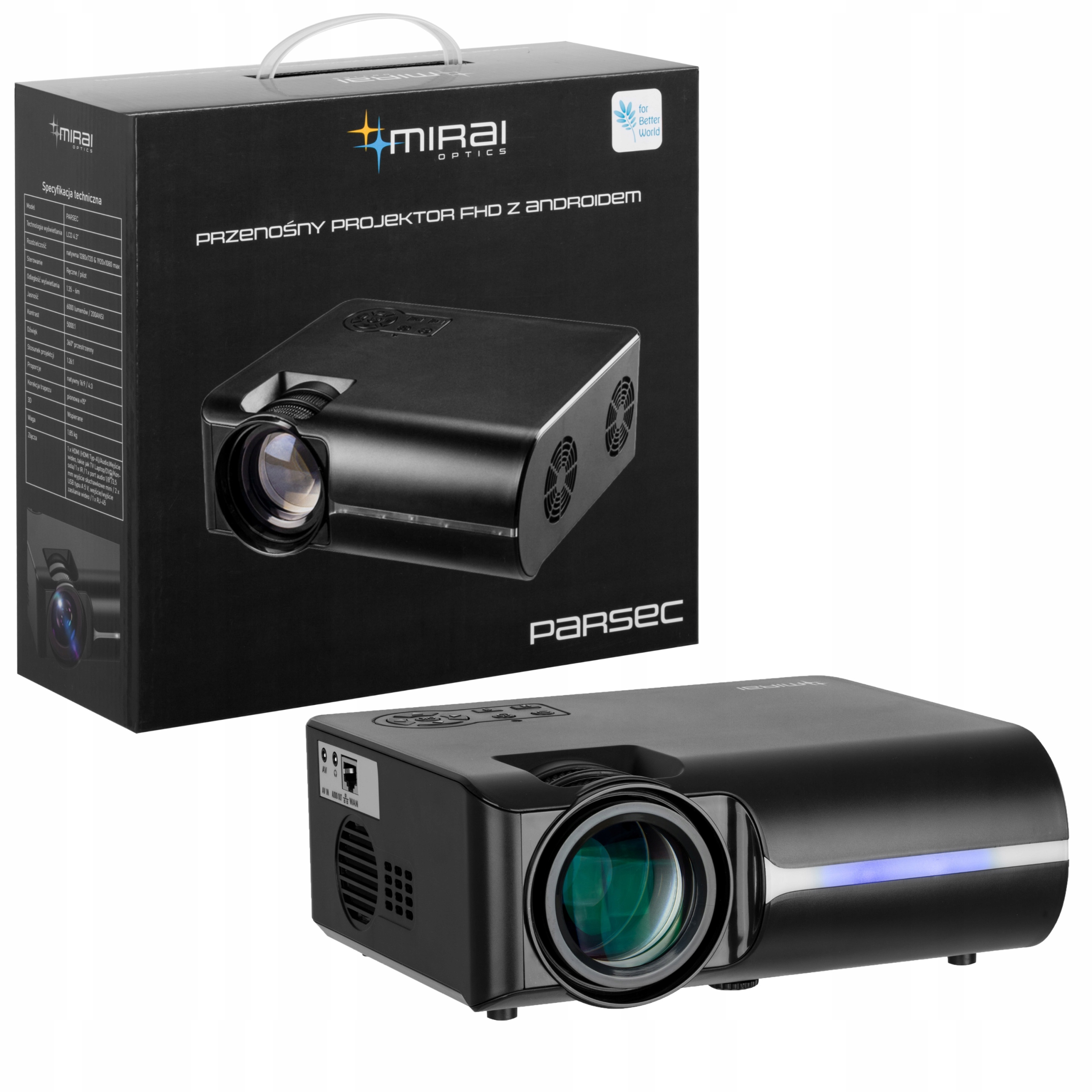 RZUTNIK PROJEKTOR ANDROID LED FULL HD USB 6000 lm